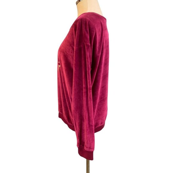 Large Place Women's "Queen" Raspberry Velour Pullover Shirt - Picture 5 of 7